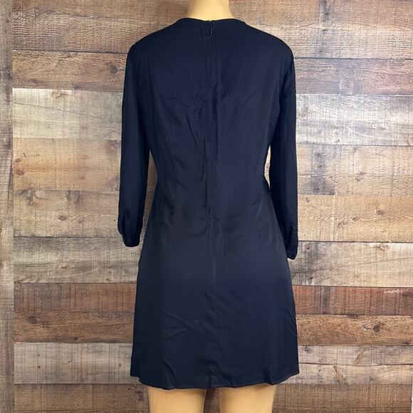 Gianni Bini Solid Black Long Split Sleeve Mini Dress Embroidered Size Small - Picture 8 of 11